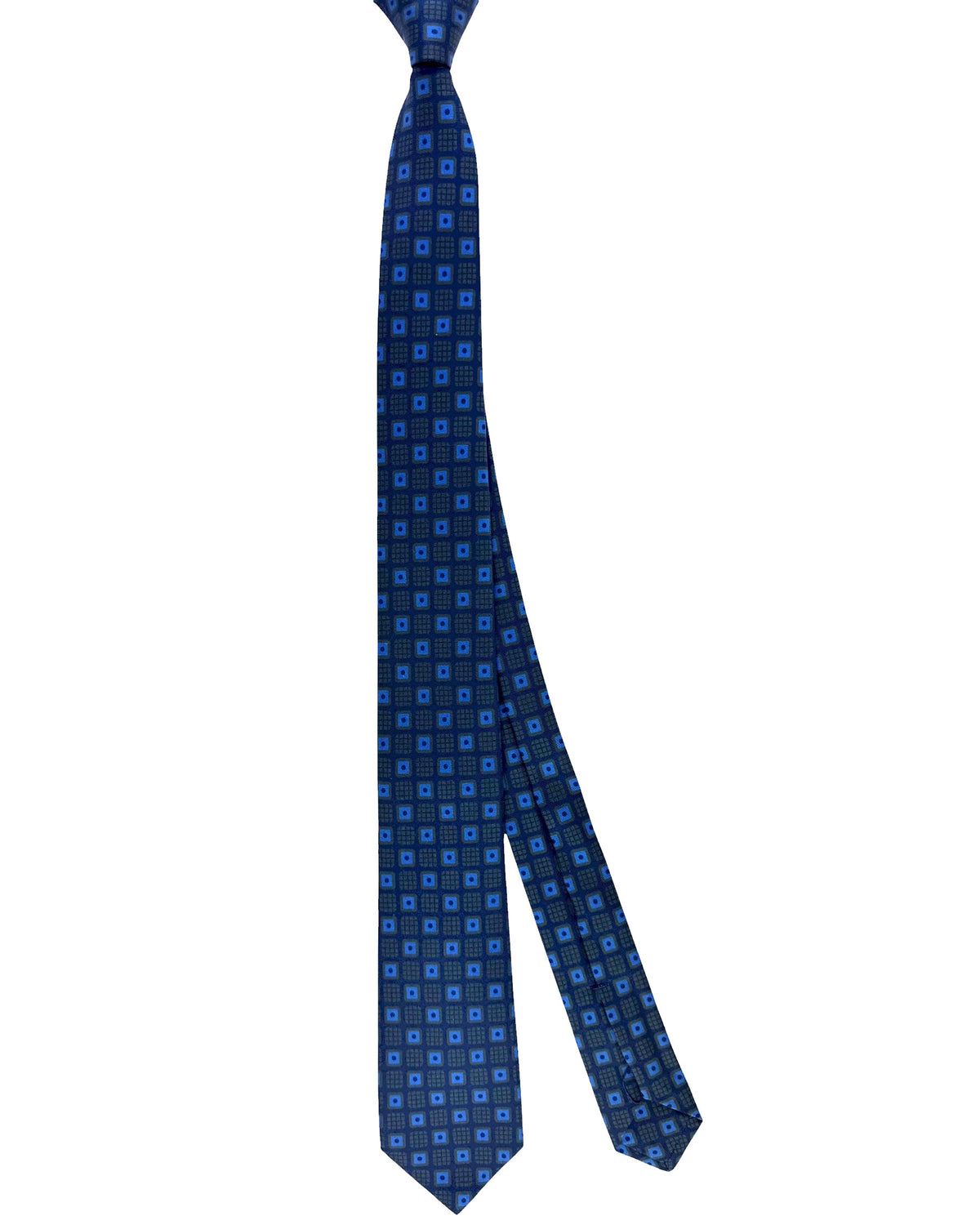 Kiton Sevenfold Tie Navy Dark Green Royal Blue - Narrow Cut