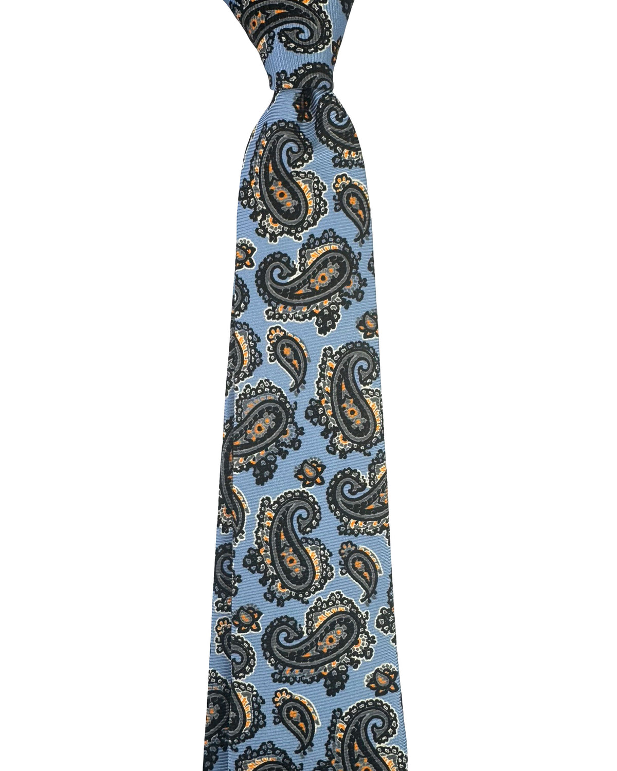 Kiton Sevenfold Tie Periwinkle Blue Gray Peach Paisley