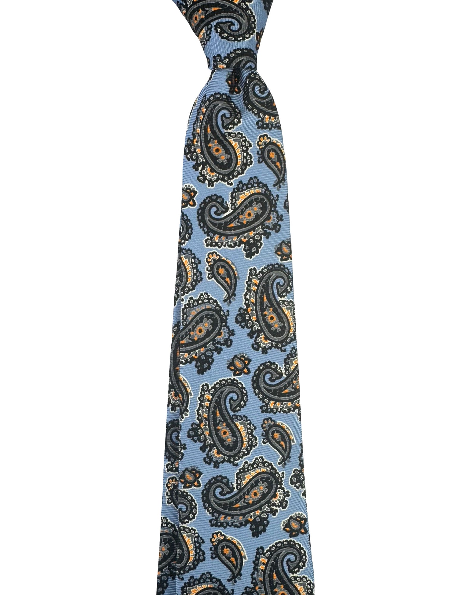 Kiton Sevenfold Tie Periwinkle Blue Paisley