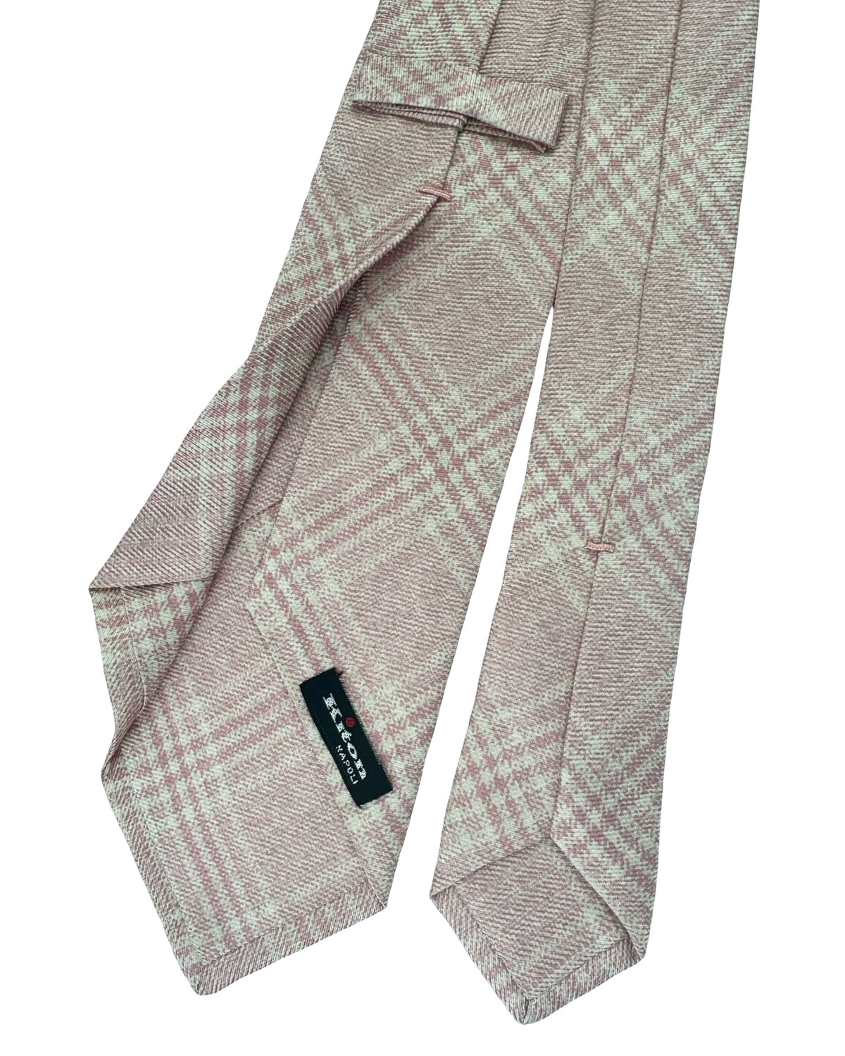 Kiton Sevenfold Tie Light Pink Check