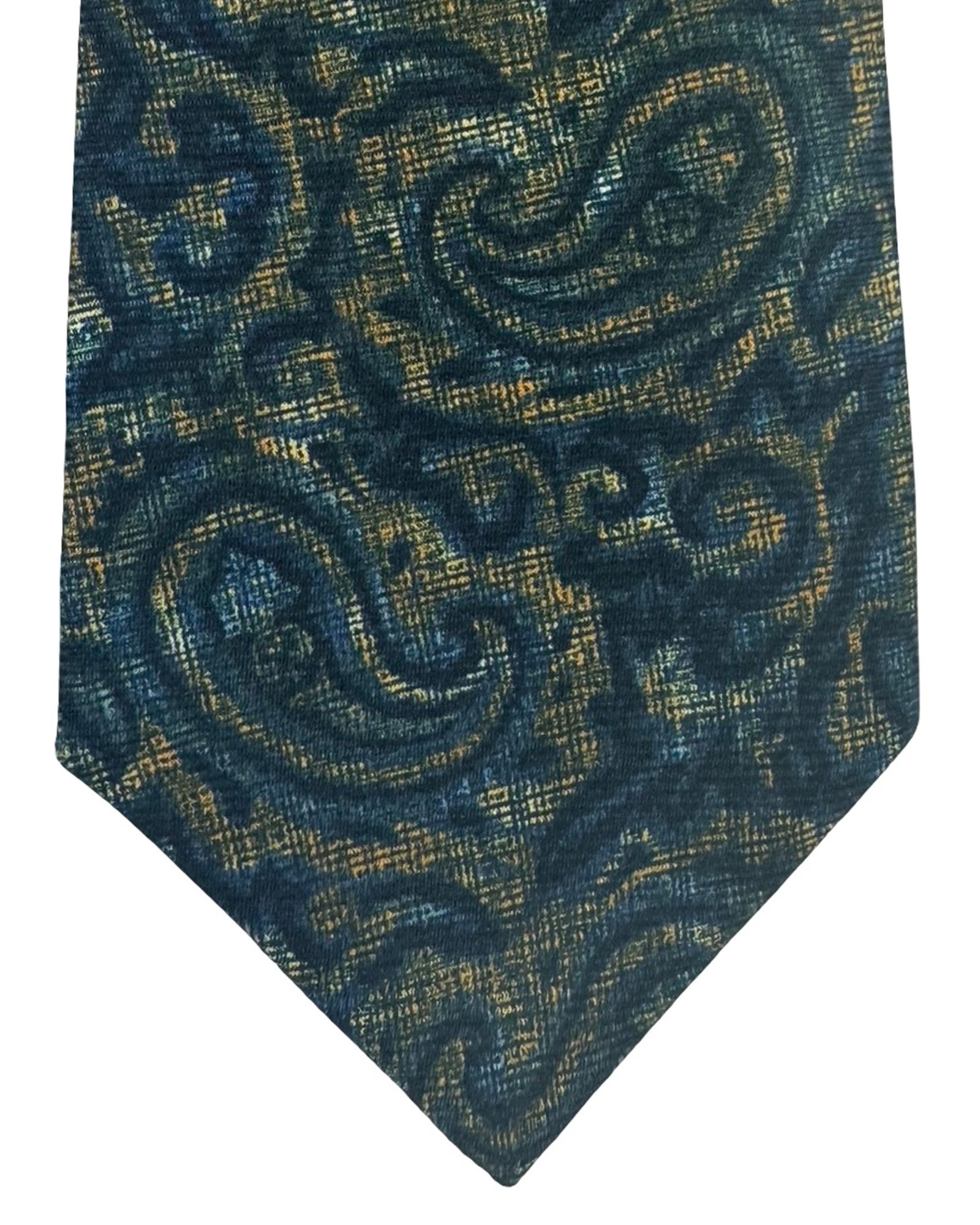 Kiton Tie Dark Green Paisley - Sevenfold