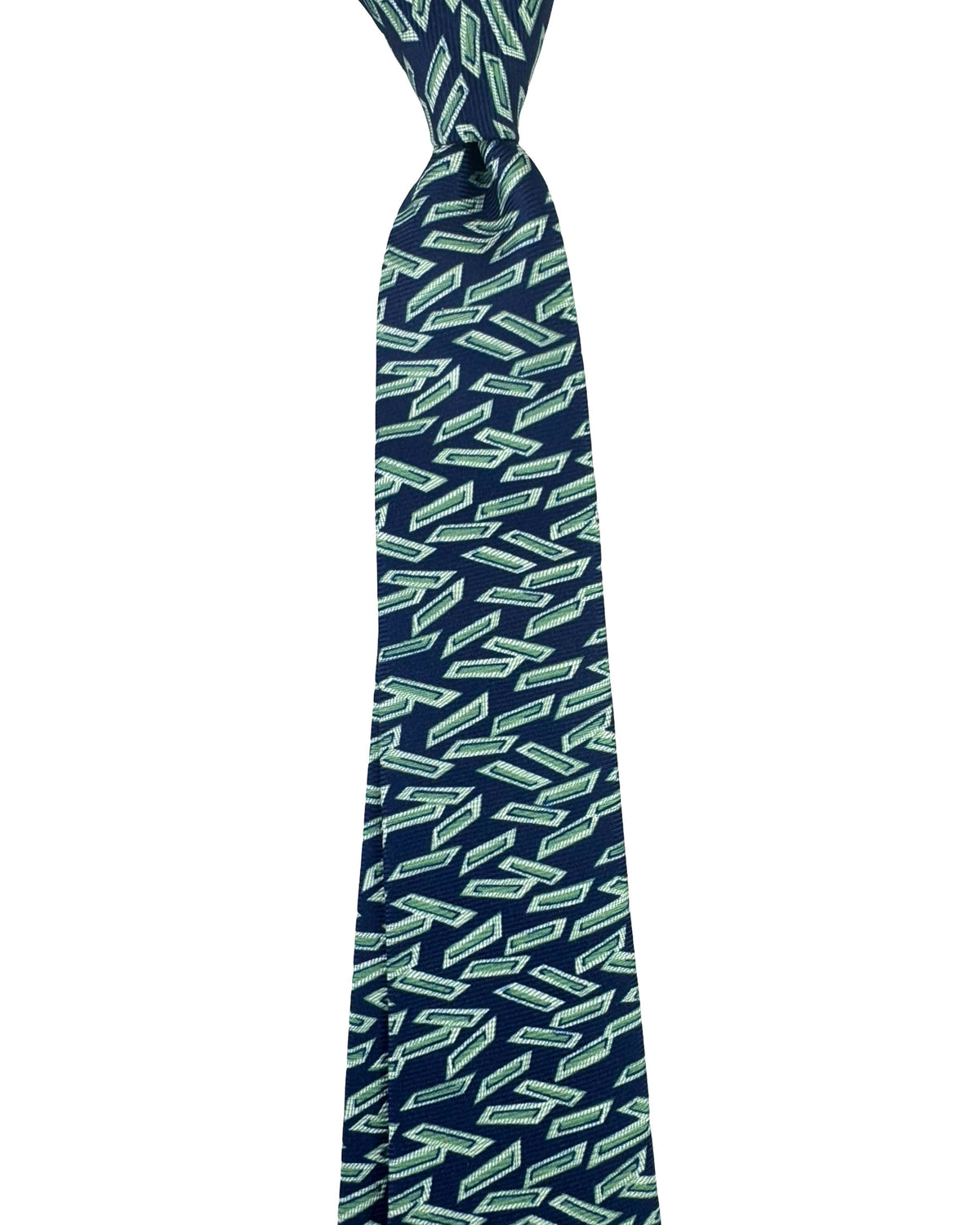 Kiton Sevenfold Tie Navy Mint Green Rectangles