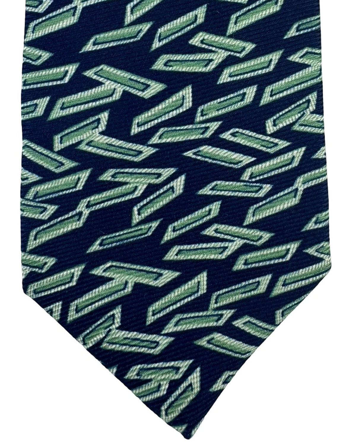 Kiton Sevenfold Tie Navy Mint Green Rectangles
