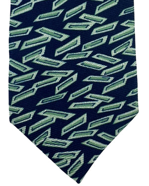 Kiton Sevenfold Tie Navy Mint Green Rectangles