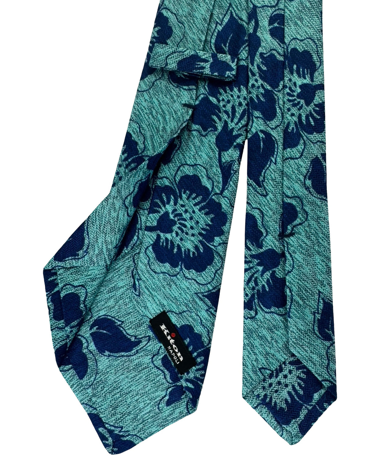 Kiton Sevenfold Tie Aqua Navy Floral