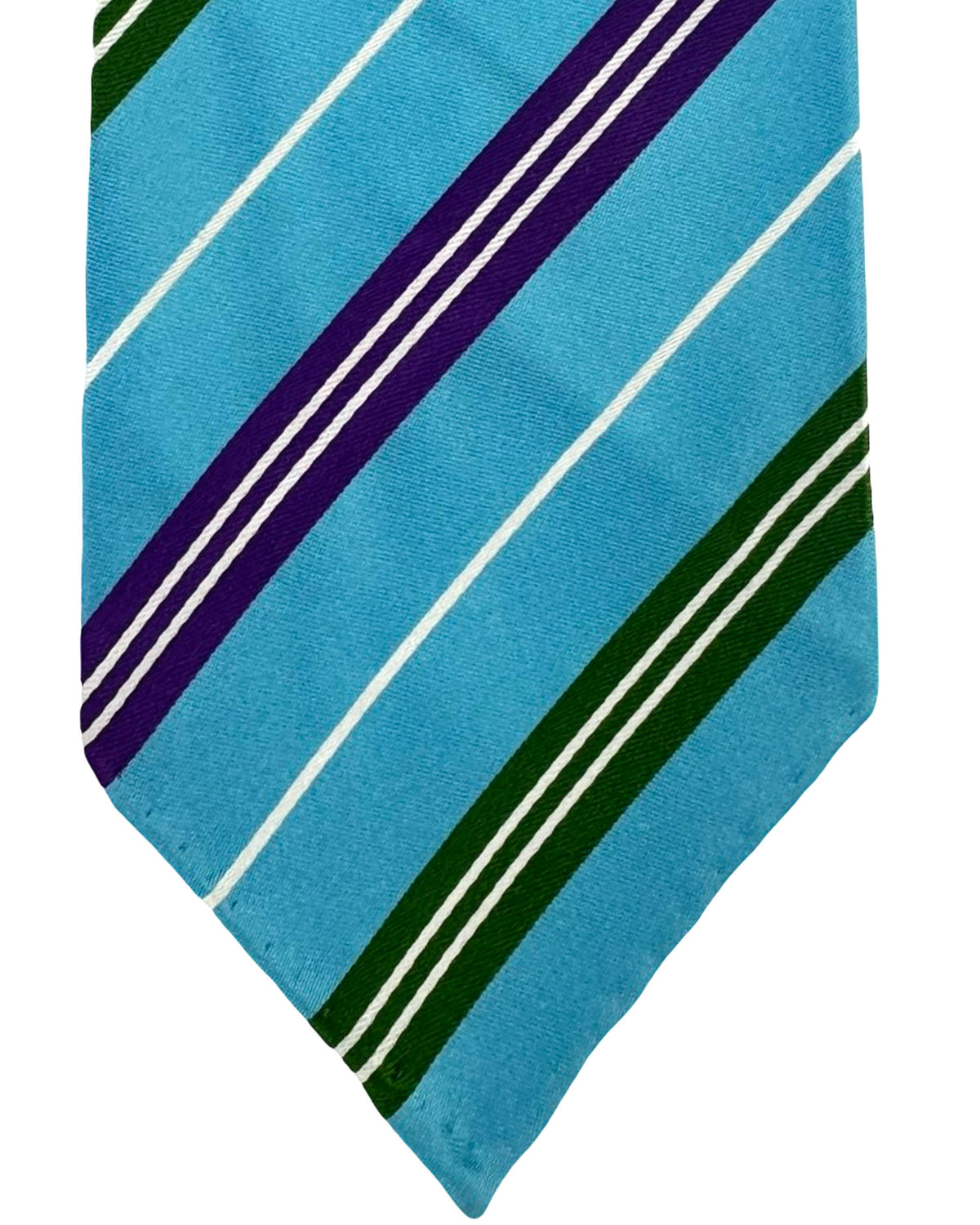 Kiton Unlined Tie Aqua Stripes - Sevenfold