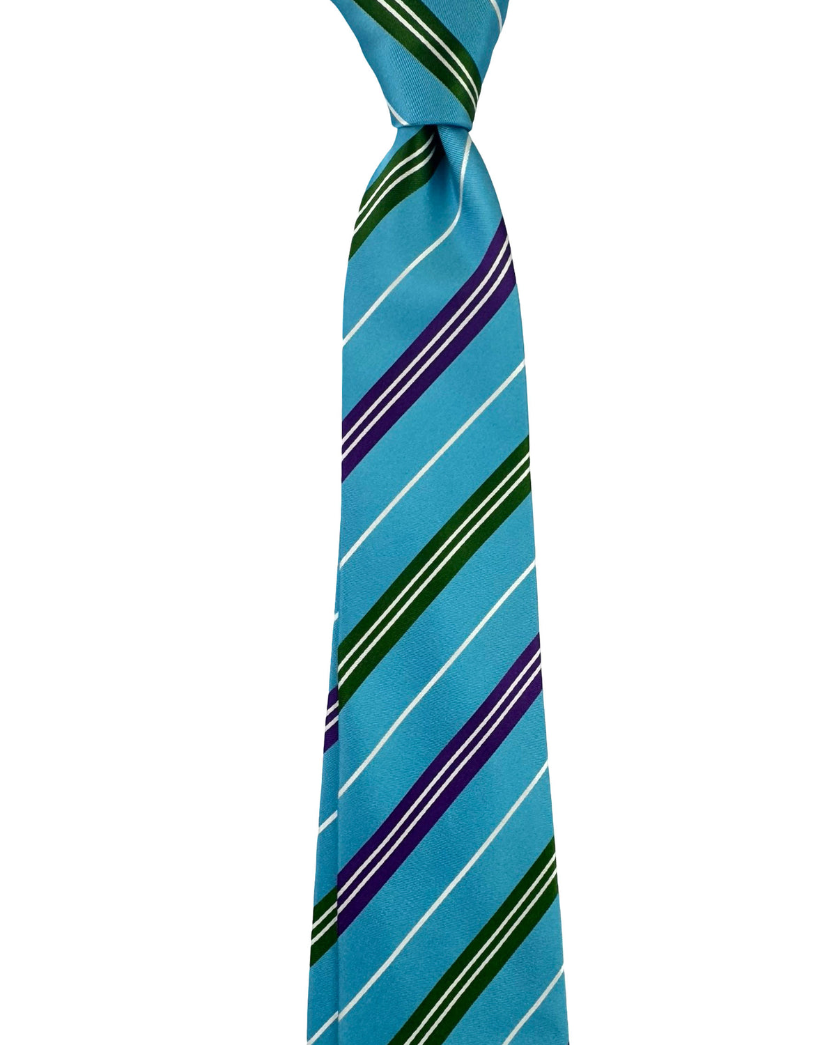 Kiton Unlined Tie Aqua Stripes - Sevenfold