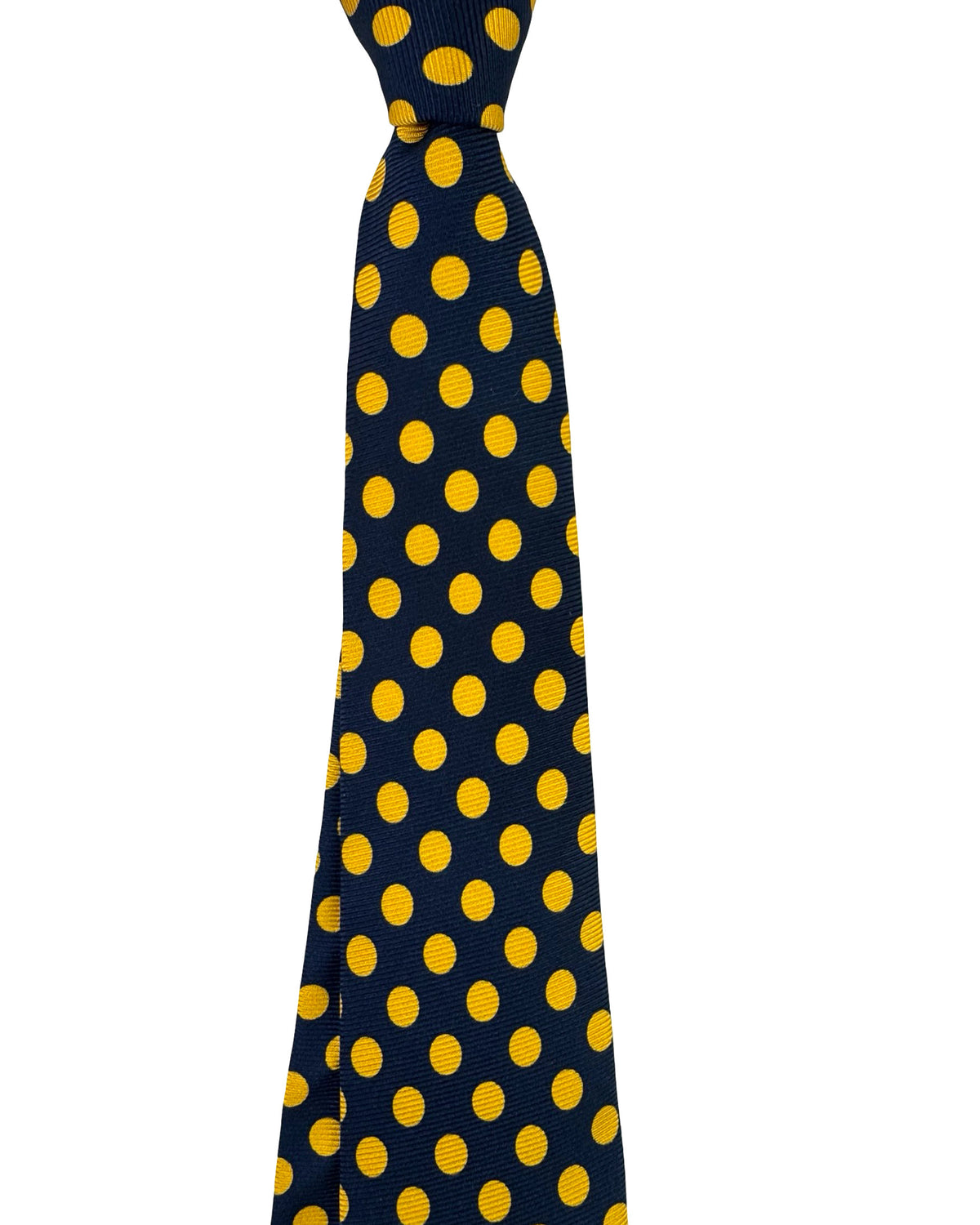 Kiton Sevenfold Tie Dark Blue Orange Polka Dots