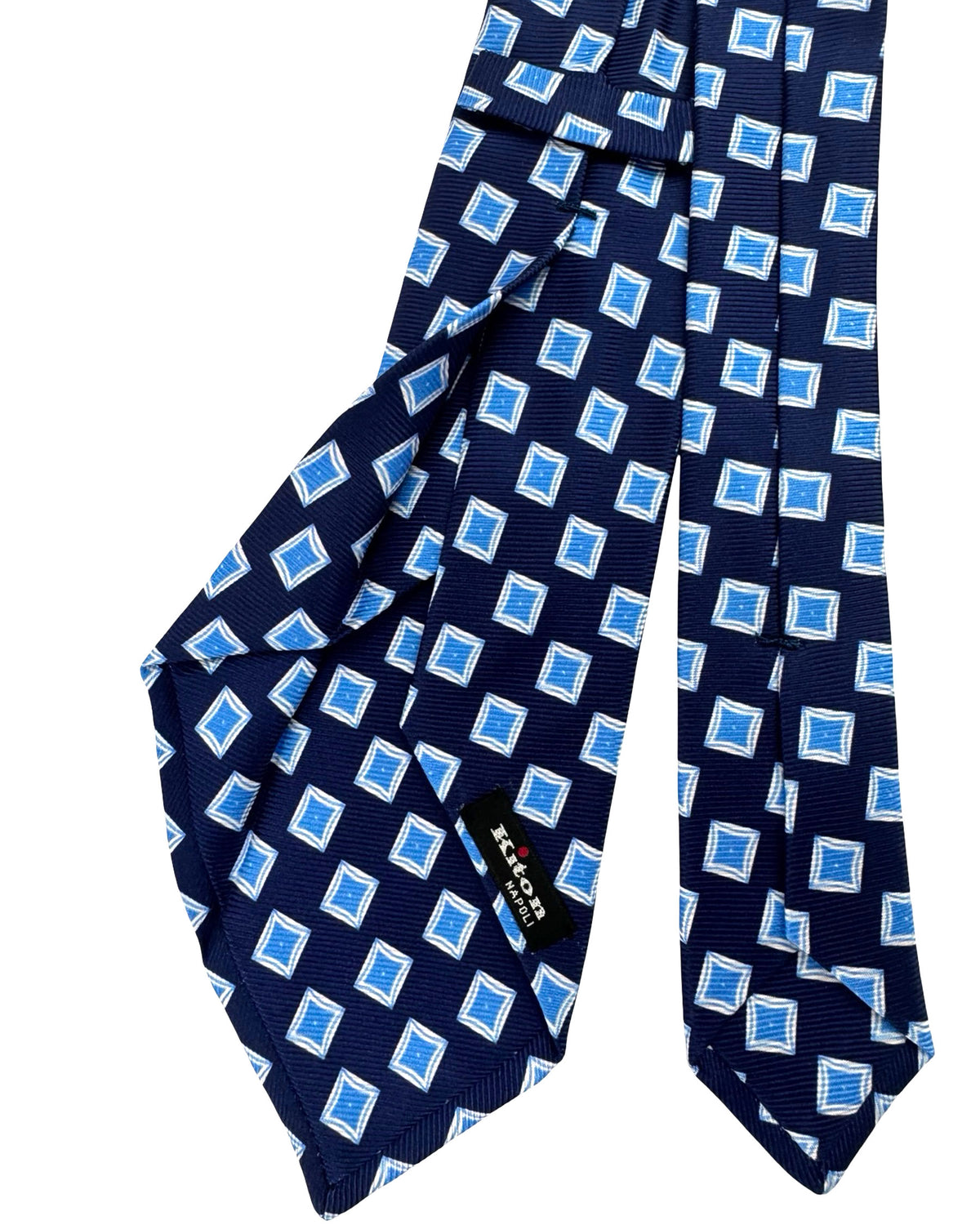 Kiton Sevenfold Tie Navy Blue Geometric