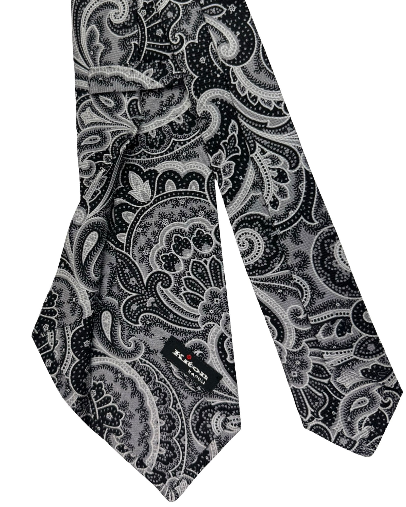 Kiton Sevenfold Tie Gray Ornamental 
