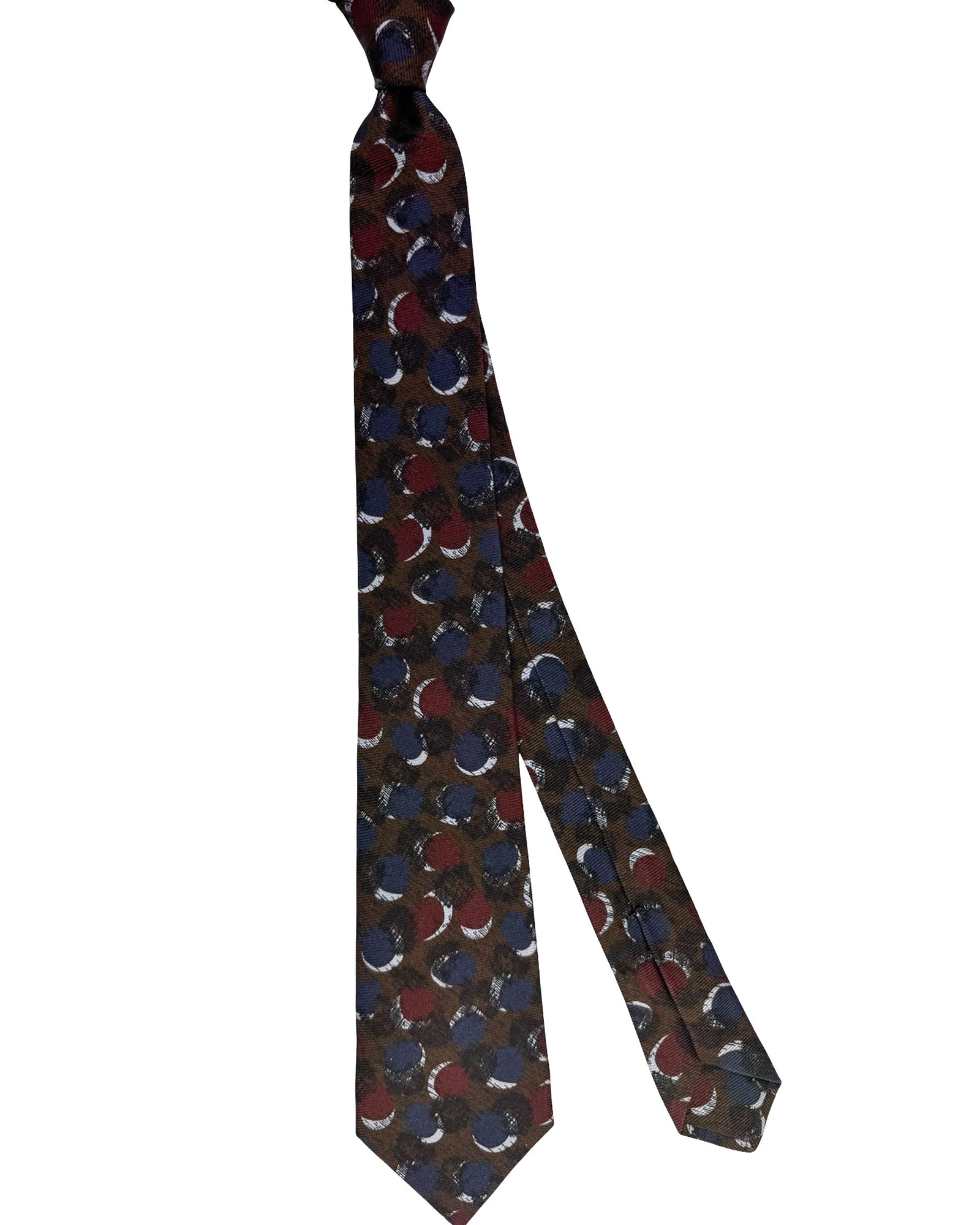Kiton Sevenfold Tie Brown Dark Dotted Design