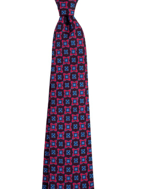 Kiton Sevenfold Tie Purple Royal Blue Geometric
