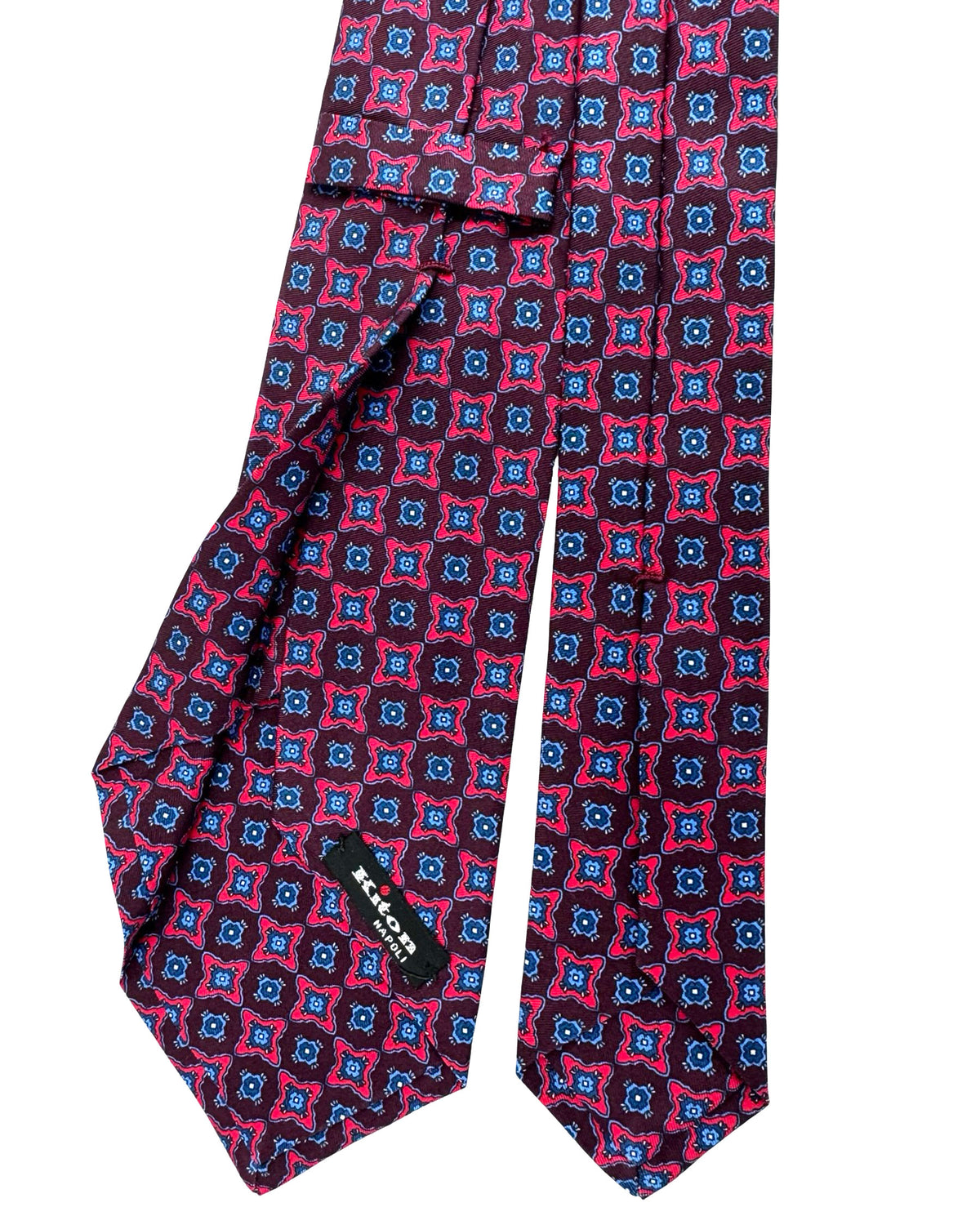 Kiton Sevenfold Tie Purple Royal Blue Geometric