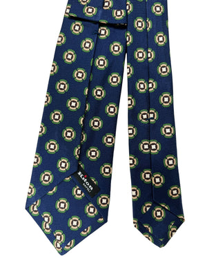 Kiton Tie Navy Medallion Design - Sevenfold Necktie