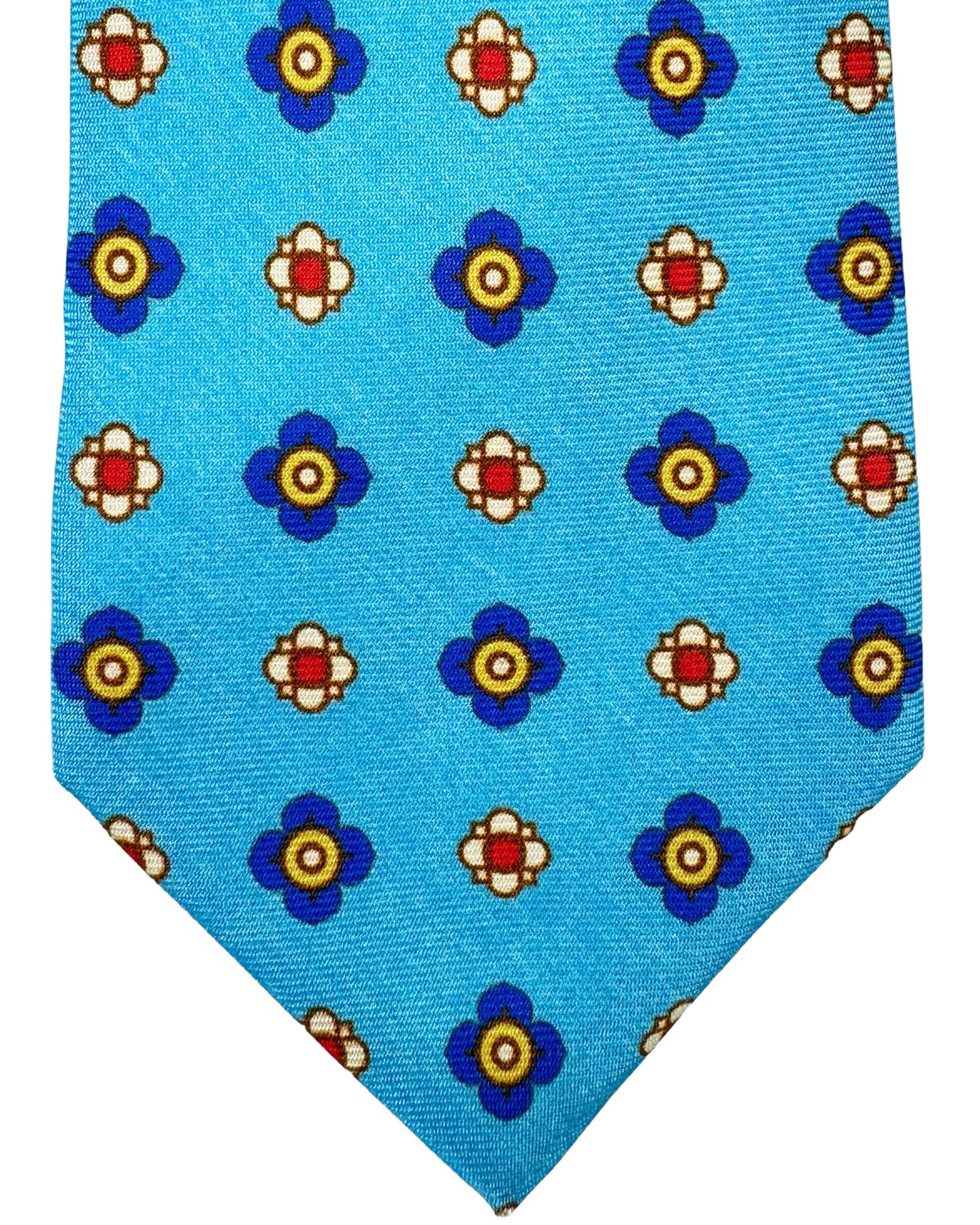 Kiton Tie Sky Blue Design - Luxury Sevenfold Necktie