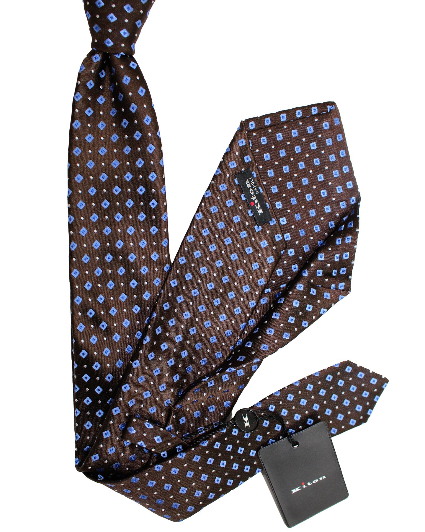 Kiton Silk Tie Brown Geometric - Sevenfold Necktie