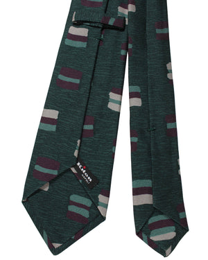 Kiton Silk Tie Dark Green Design - Sevenfold Necktie