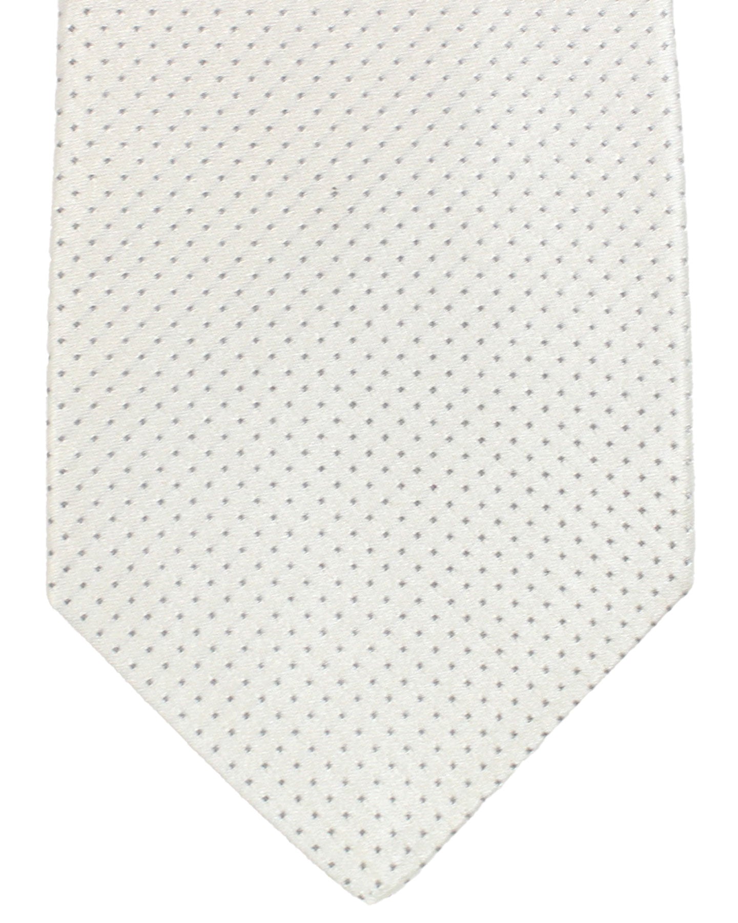 Kiton Silk Tie White Silver Micro Dots - Sevenfold Necktie