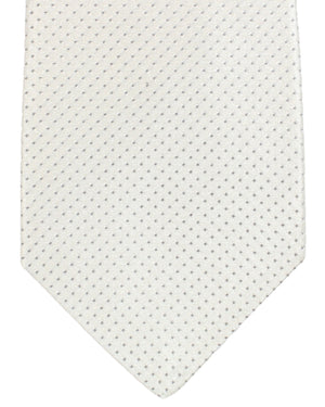 Kiton Silk Tie White Silver Micro Dots - Sevenfold Necktie