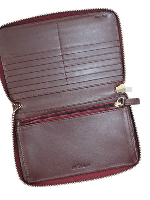 Kiton Men Wallet - Large Bordeaux Grain Leather Zip Wallet FINAL SALE
