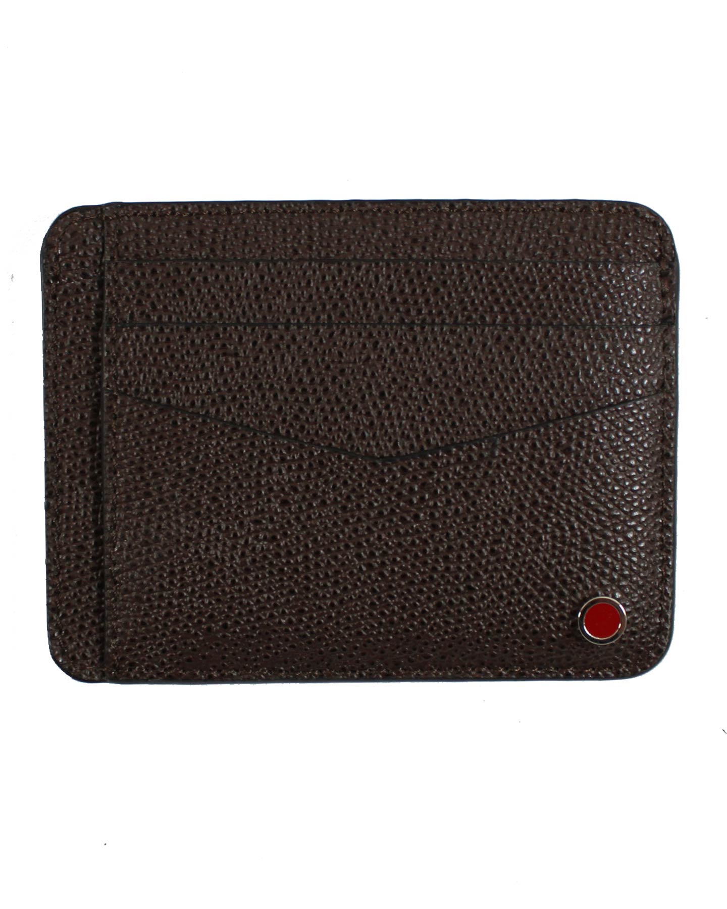 Kiton Credit Card Holder Brown Grain Laether
