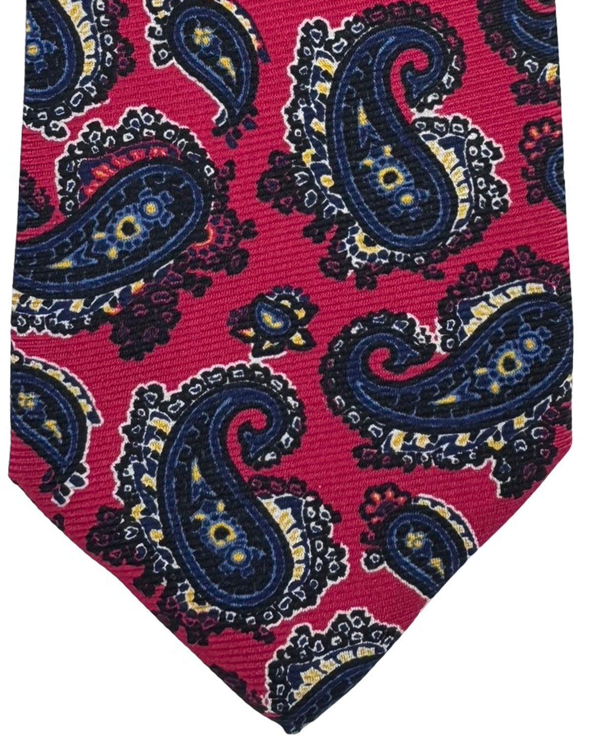 Kiton Sevenfold Tie Red And Navy Paisley Pattern