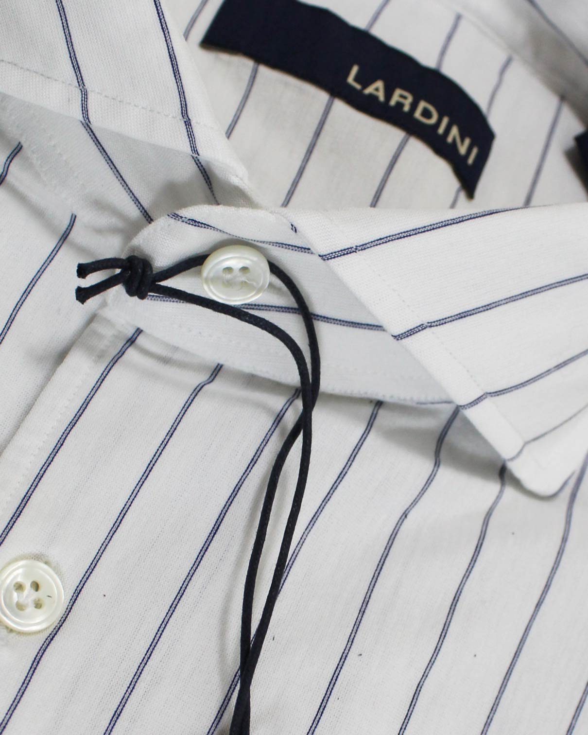 Lardini Shirt White Navy Stripes 