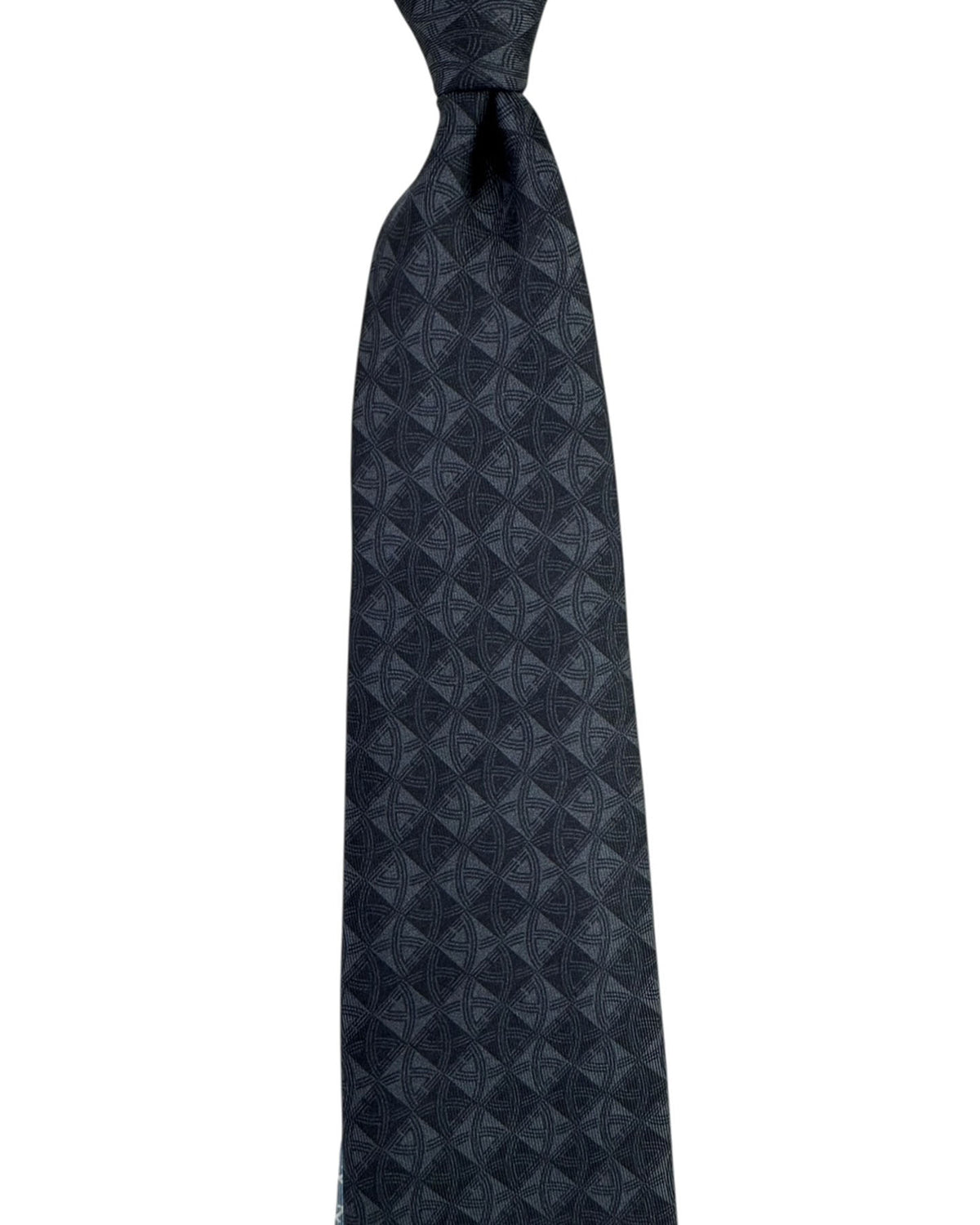 Leonard Paris Silk Tie Charcoal Gray Logo