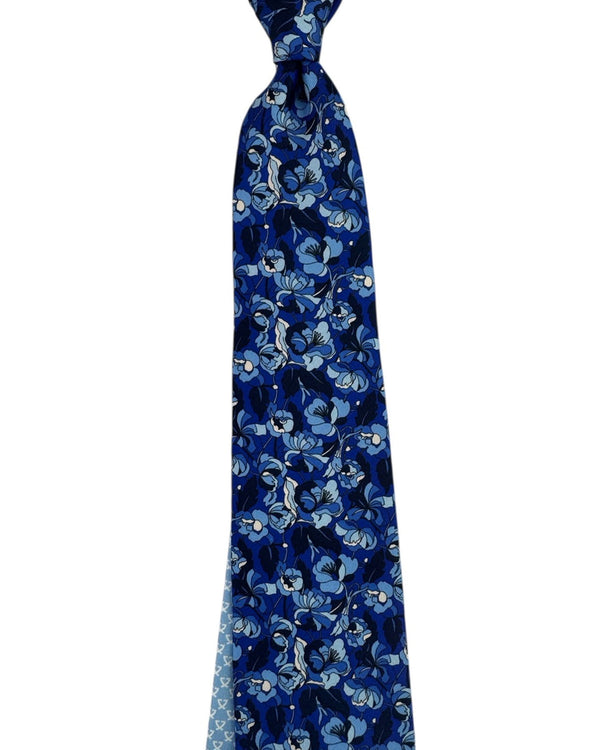 Leonard Paris Silk Tie Royal Blue Floral - Tie Deals