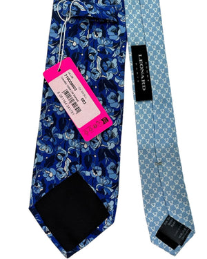 Leonard Paris Silk Tie Royal Blue Dense Floral