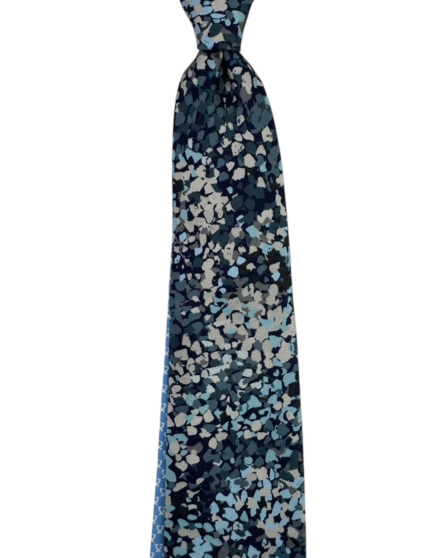 Leonard Paris Silk Tie Navy Abstract Floral Mosaic