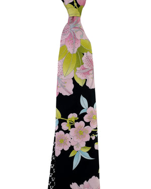 Leonard Paris Silk Tie Pink Blue Peony Floral