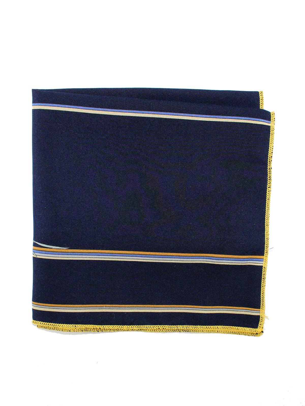 Leonard Silk Pocket Square Dark Blue Gray Brown Stripes Vintage FINAL SALE