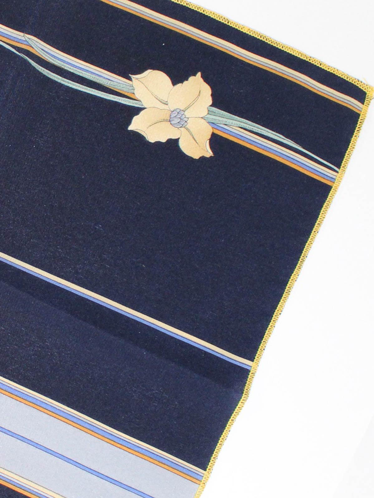 Leonard Silk Pocket Square Dark Blue Gray Brown Stripes Vintage FINAL SALE