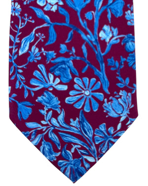 Leonard Paris Tie Maroon Blue Floral