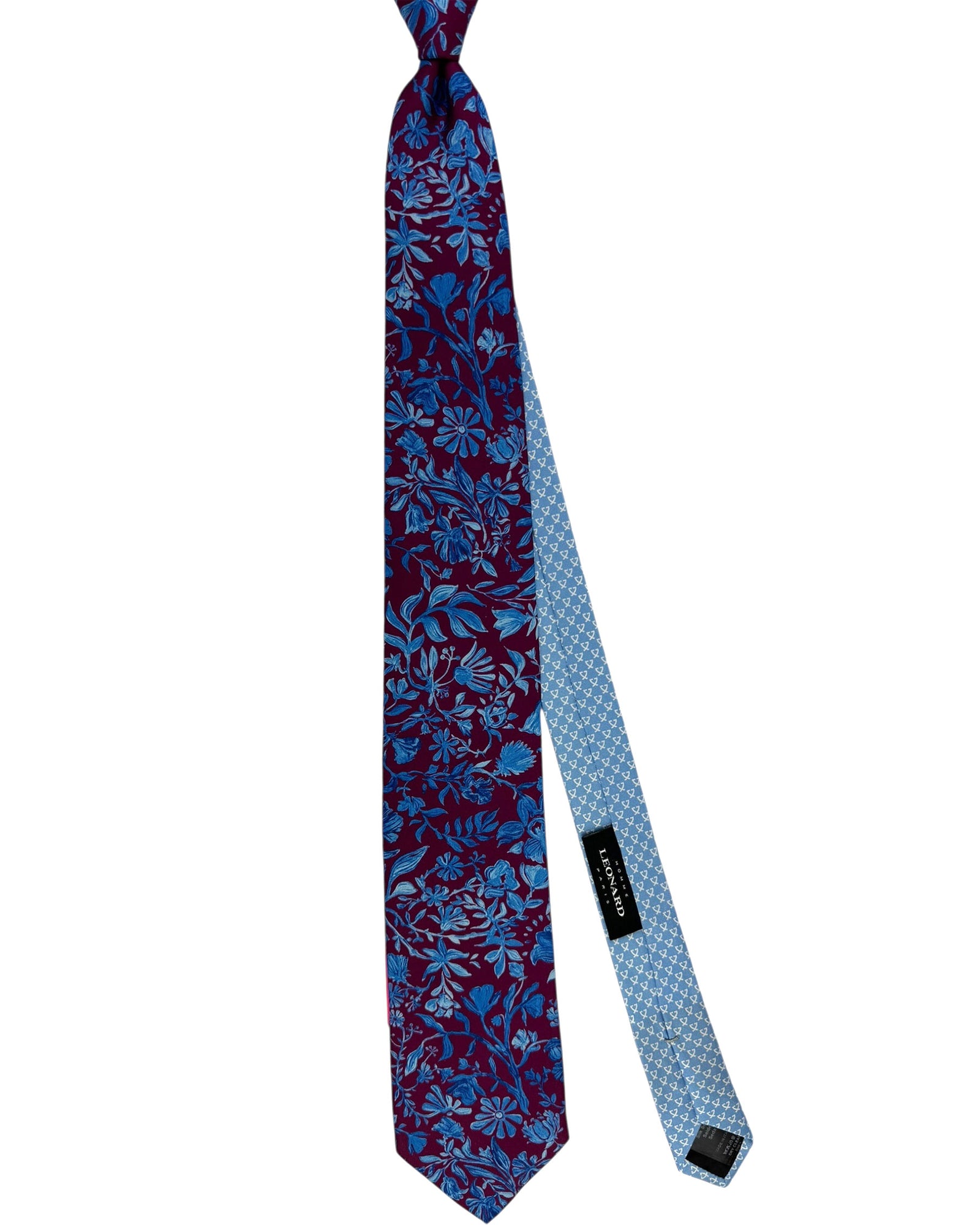 Leonard Paris Tie Maroon Blue Floral