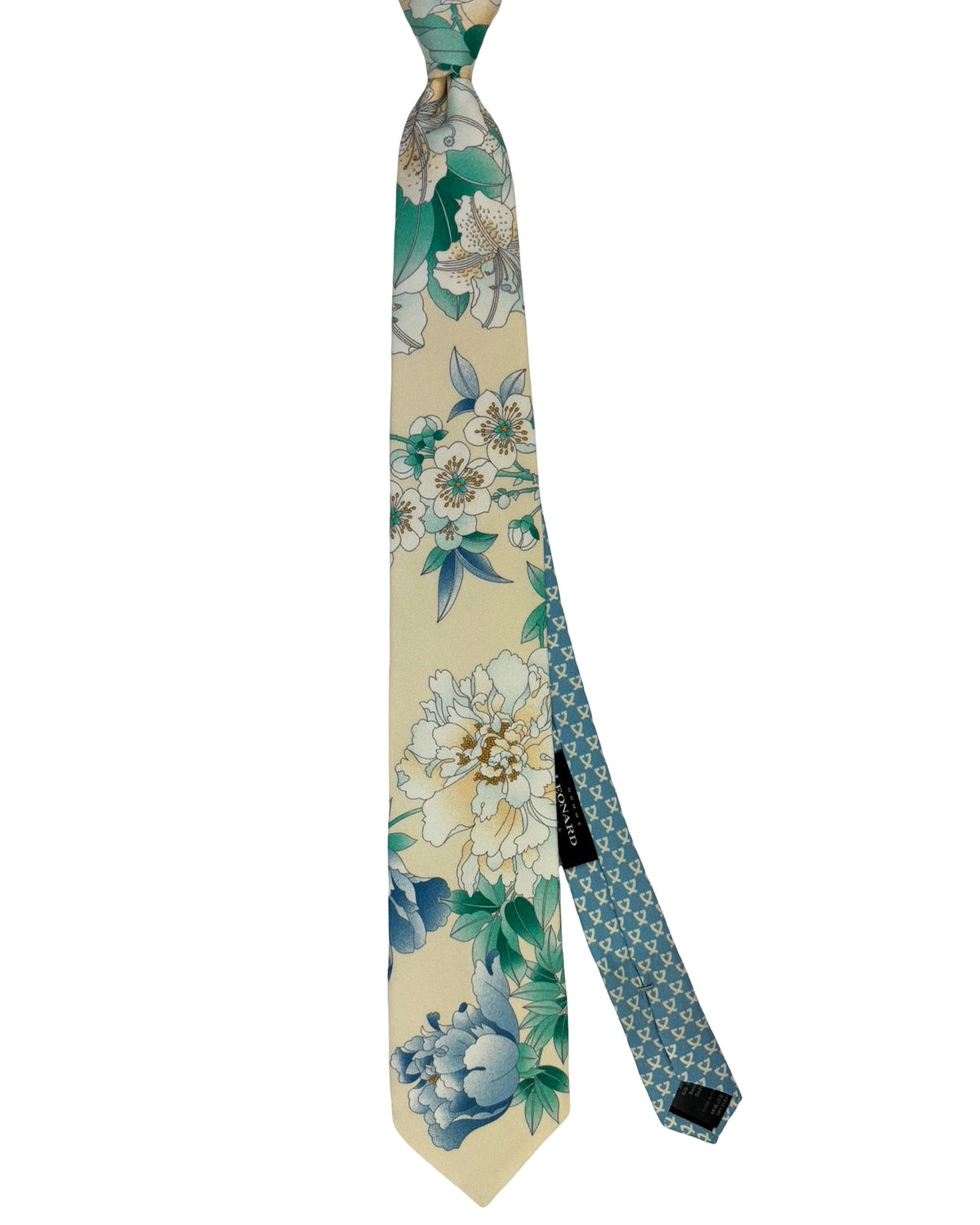 Leonard Tie Ivory White Blue White Floral