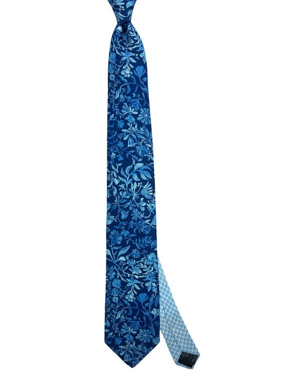 Leonard Paris Tie Navy Blue Floral - Tie Deals