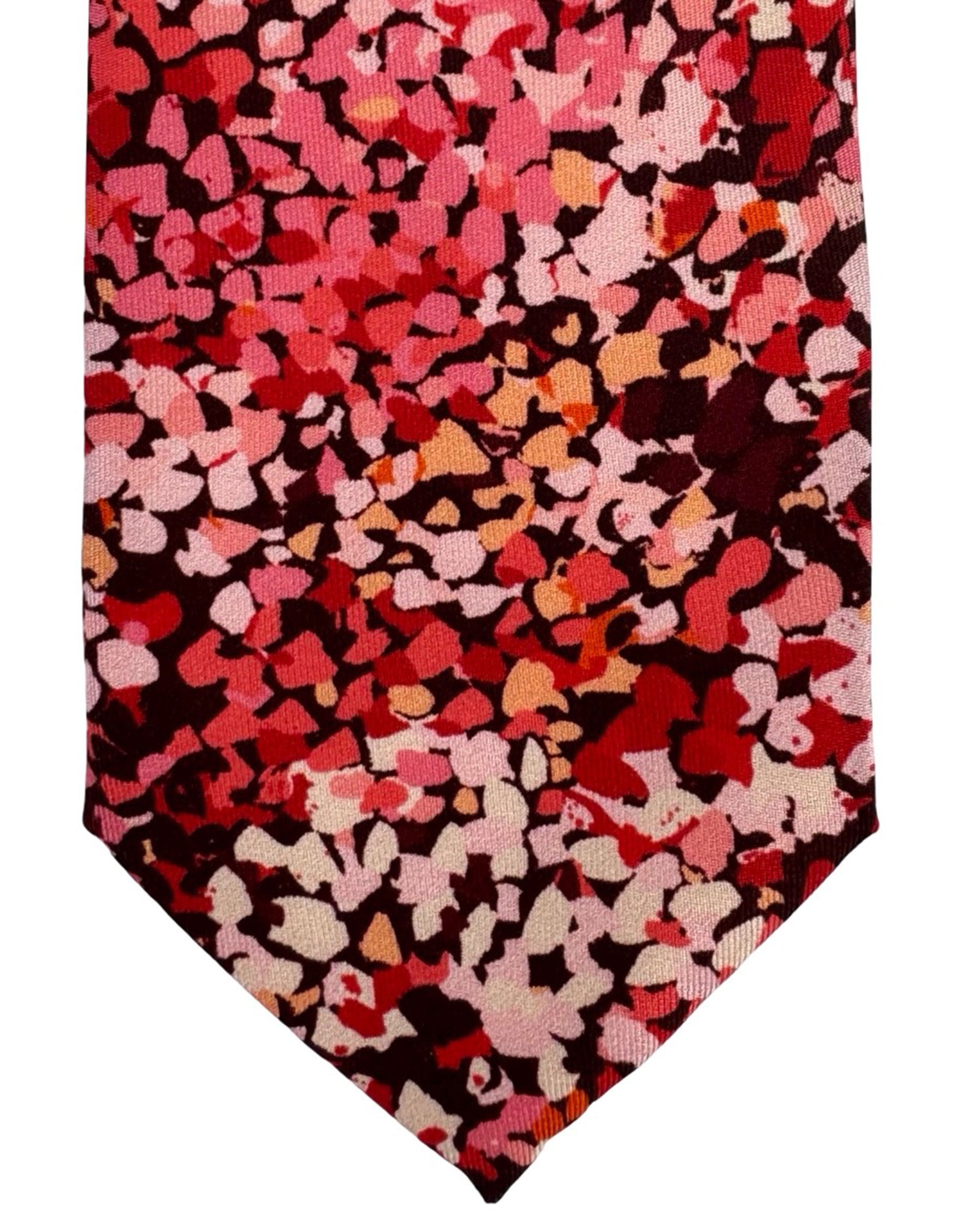 Leonard Paris Silk Tie Red Pink Abstract Floral