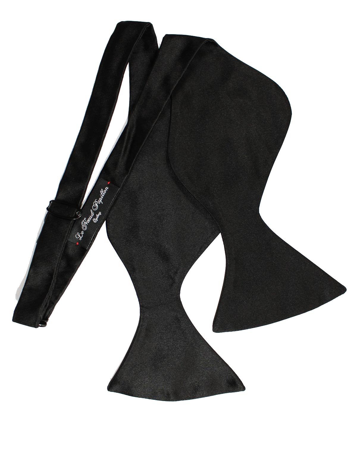 Unlined Black Mogador Satin Silk Slouch Shape Bow Tie