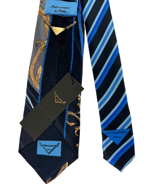 Vitaliano Pancaldi Tie Black Royal Blue