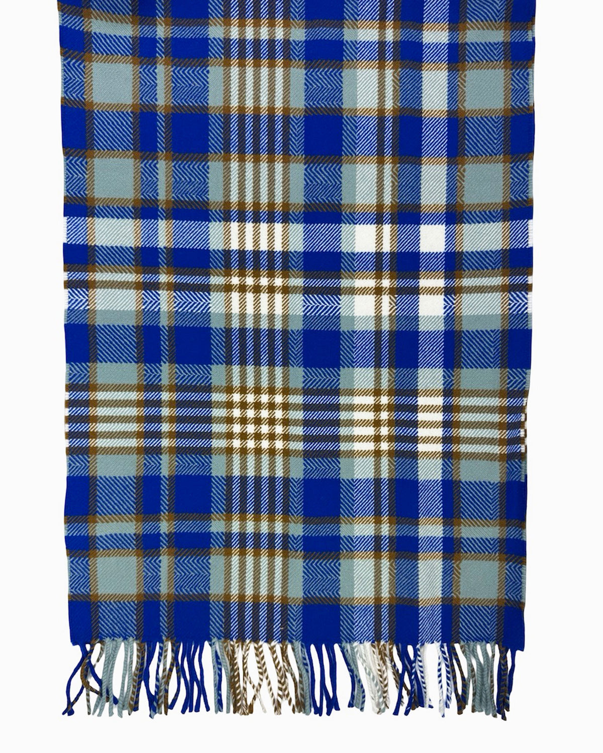 Loro Piana Scarf Royal Blue Brown Check Plaid - Wool Silk Shawl