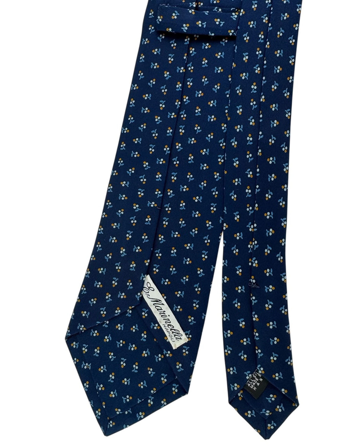 E. Marinellaavy Tie With Yellow and Light Blue Floral Sprigs