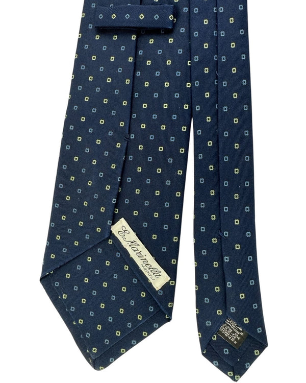 E. Marinella Tie Black Brown Gold Geometric Print SALE Sartorial