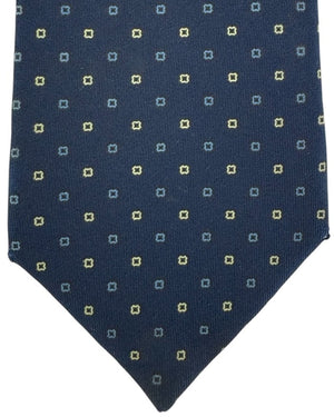 E. Marinella Tie Navy Micro Design - Wide Necktie