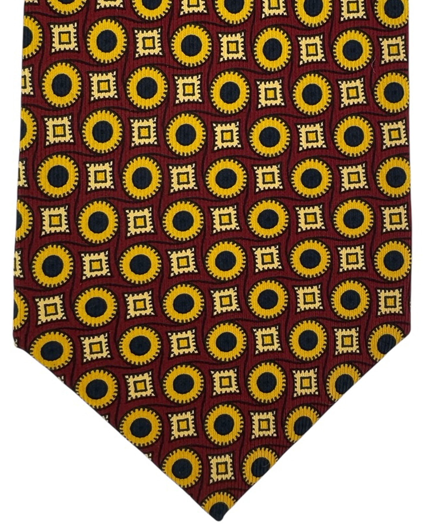 E. Marinella Silk Tie Maroon Orange Pattern - Wide Necktie