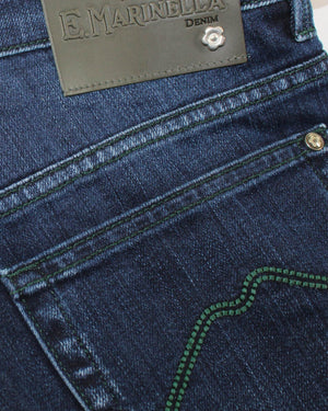 E. Marinella Denim Jeans Dark Blue Slant Pocket 33 Slim Fit - SALE