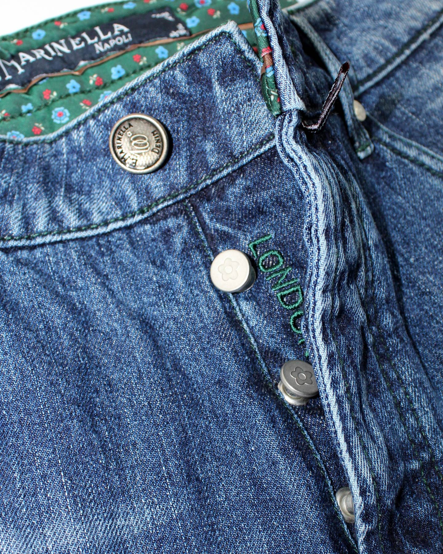 E. Marinella Jeans Dark Blue Slant Pocket Button Fly 35 Slim Fit
