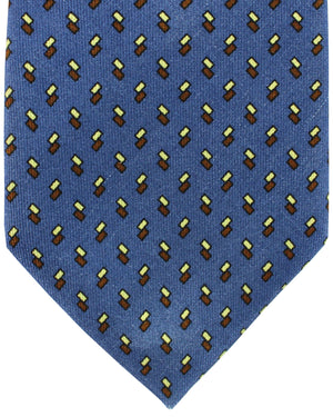 E. Marinella Tie Dark Blue Brown Geometric Design