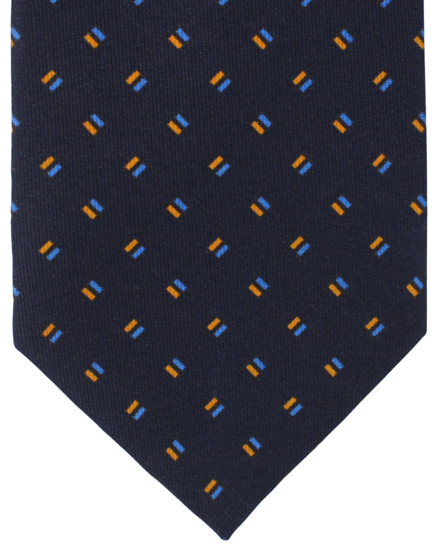 E. Marinella Tie Dark Blue Mustard Royal Blue Geometric Design